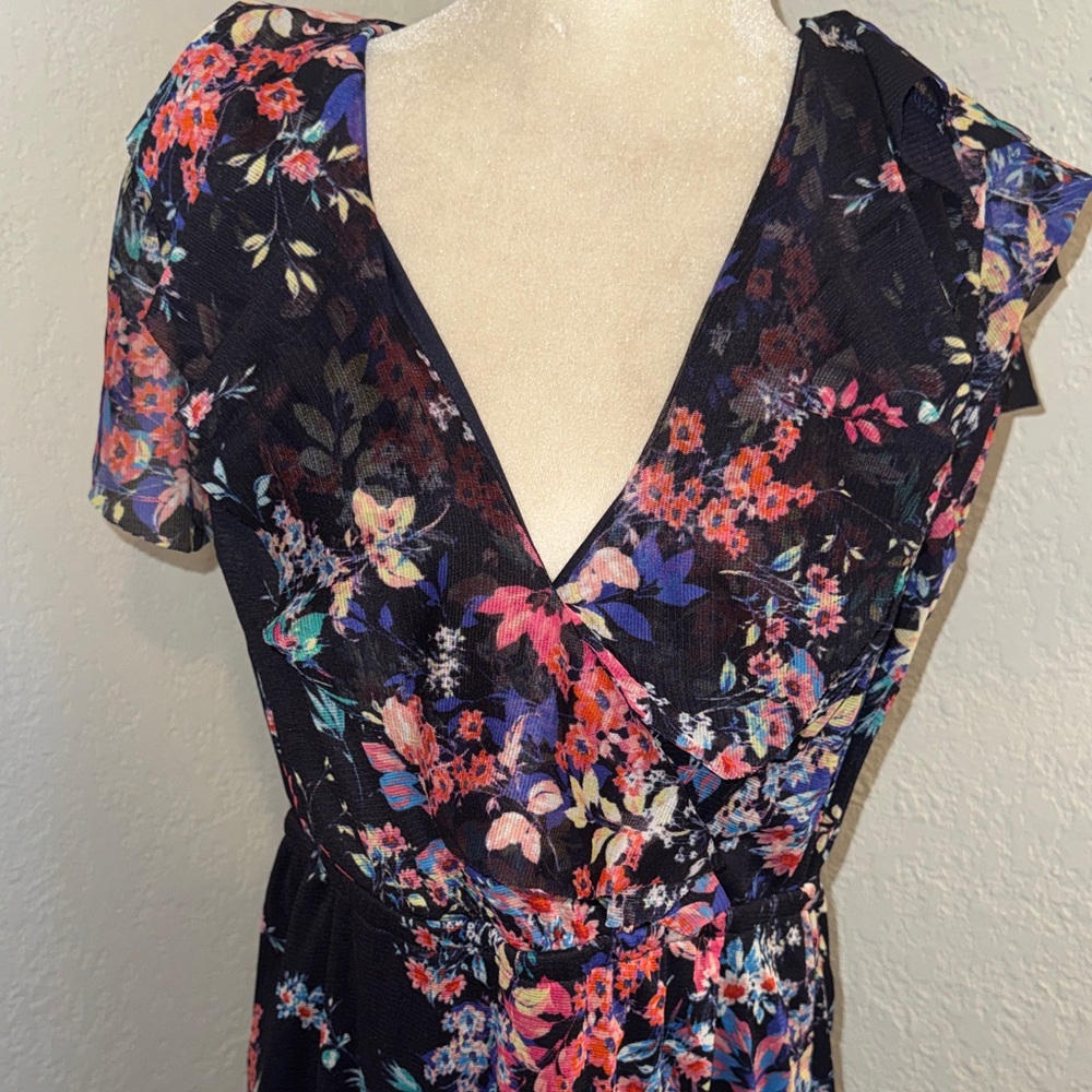 Spense Black Maxi Dress with Multicolor Floral Print - Picture 2 of 7